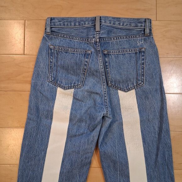 Still Here Childhood Jeans Hand Painted Line Blue Wash Stones & Rocks Size 24 - Picture 6 of 15